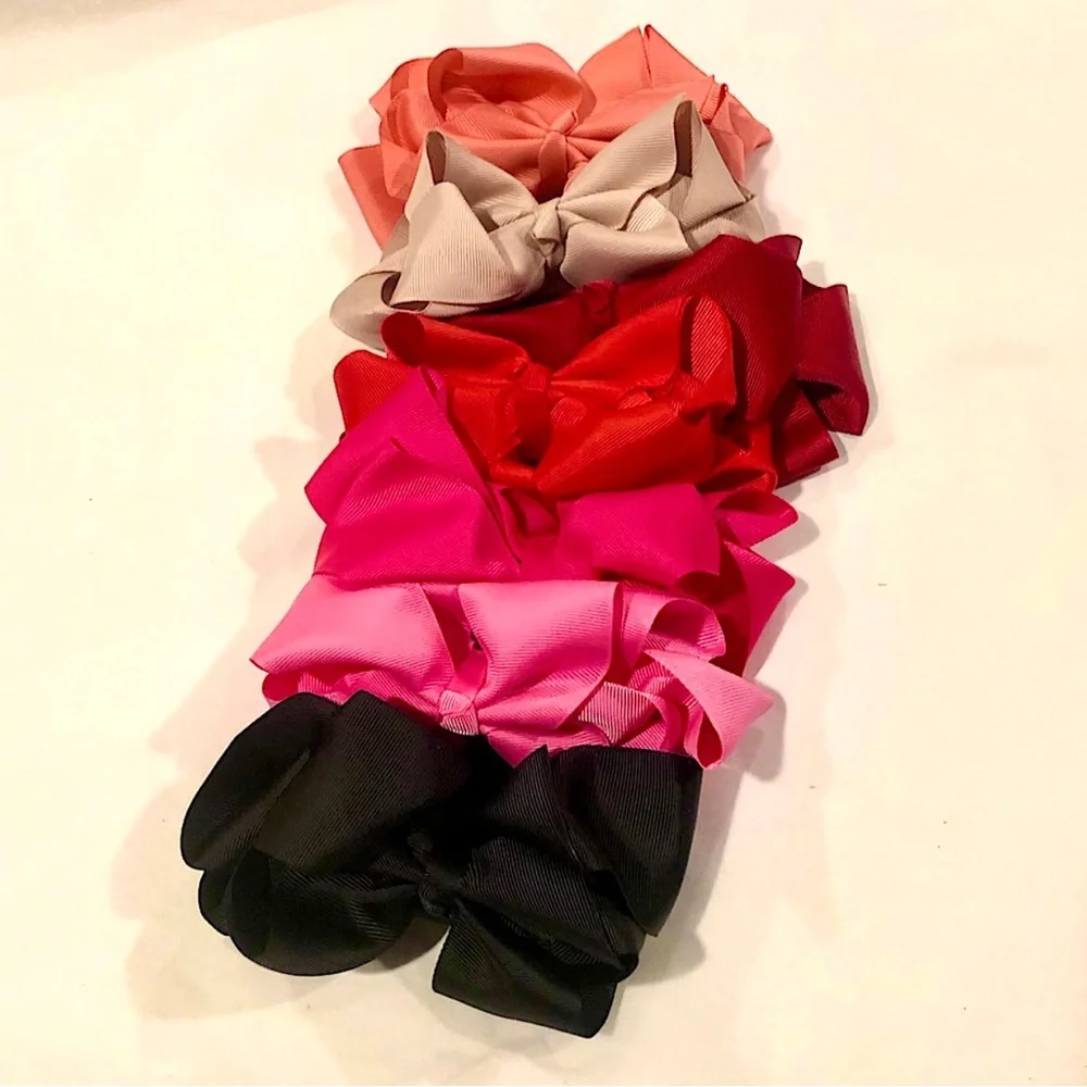 30 Rainbow Color Hair Bows - 6 inch Grosgrain Bows with Alligator Clips
